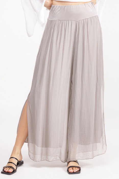 Pantaloni Mătase Bej Eleganți | Shopika