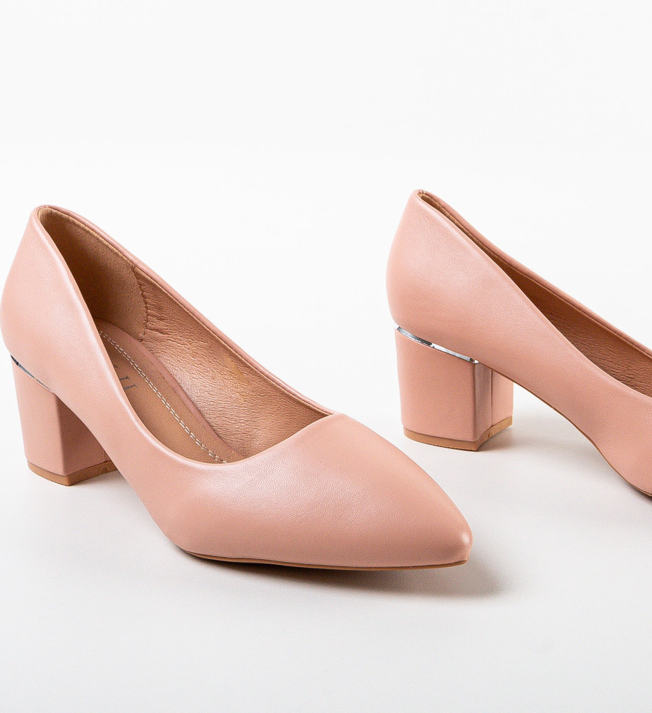 Pantofi Kamile Roz cu Toc Eleganti - imagine 6