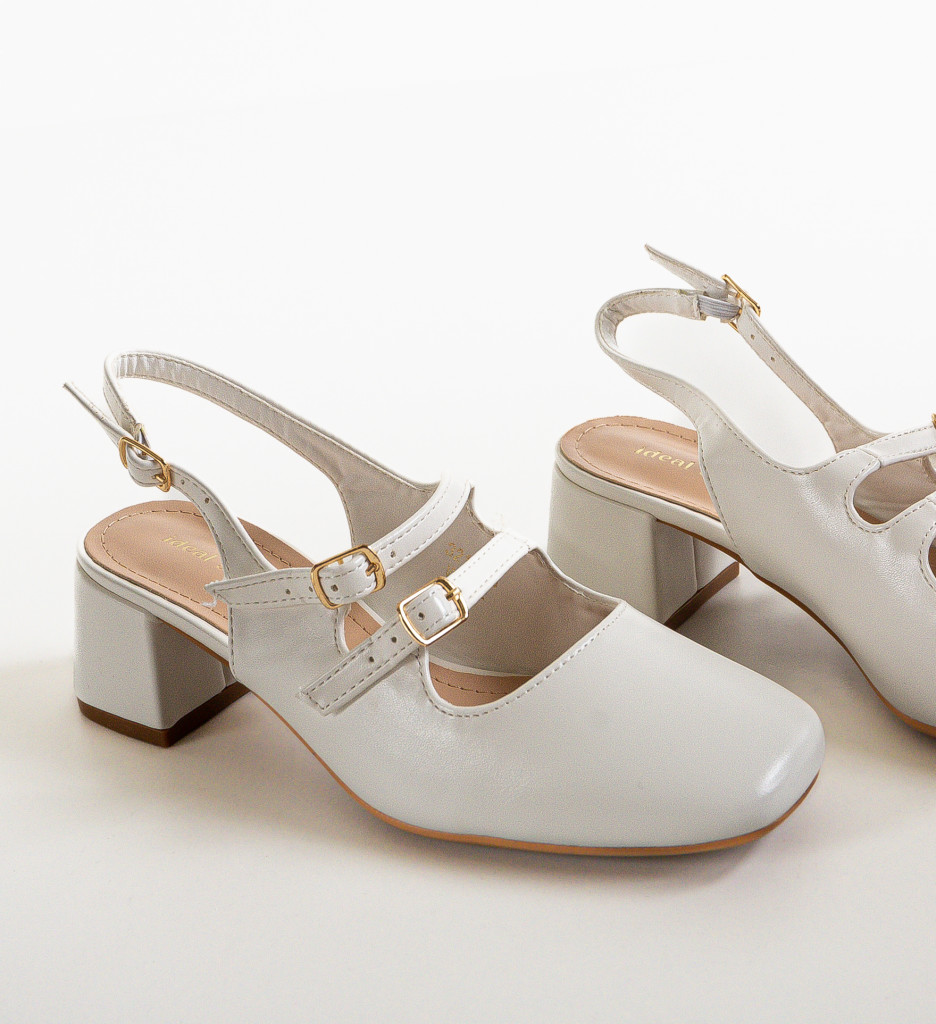 Pantofi Drina Albi cu Toc - Eleganță și Stil - imagine 6