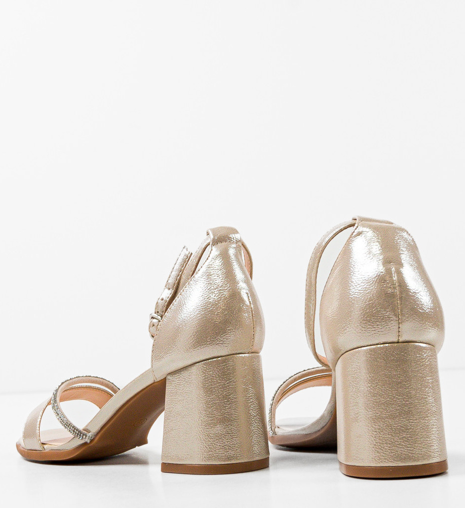 Sandale Dama Calor Aurii cu Toc Elegante - imagine 7