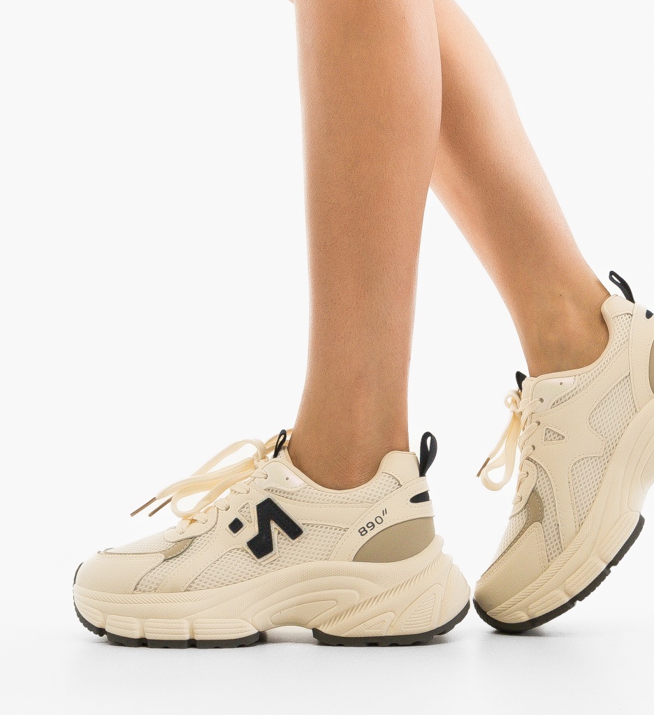 Sneakers Dama Serigiu Bej 2 - Confort și Eleganță - imagine 2