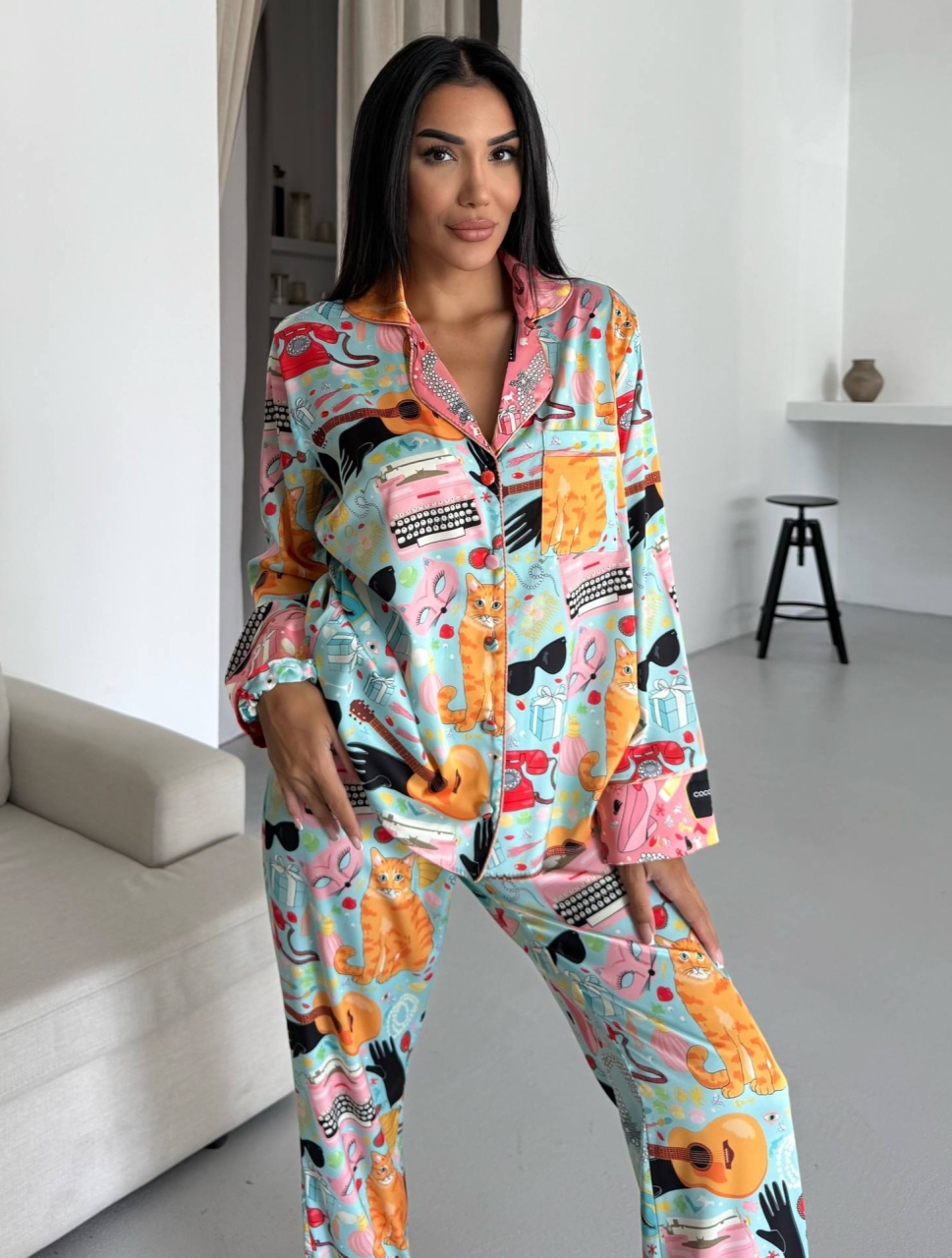 Set Pijama Dama 2 Bucati Delis, Multicolor - imagine 3