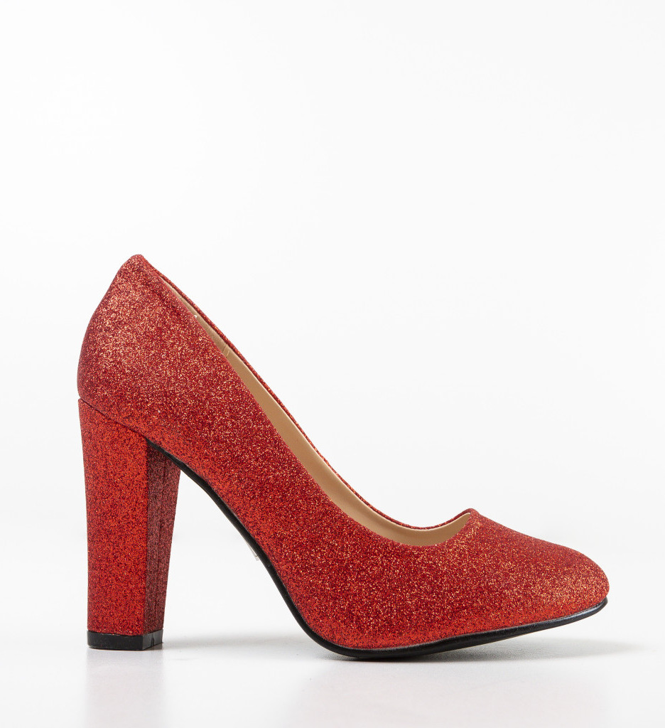 Pantofi Hekolora Rosii cu Toc Elegant - imagine 4
