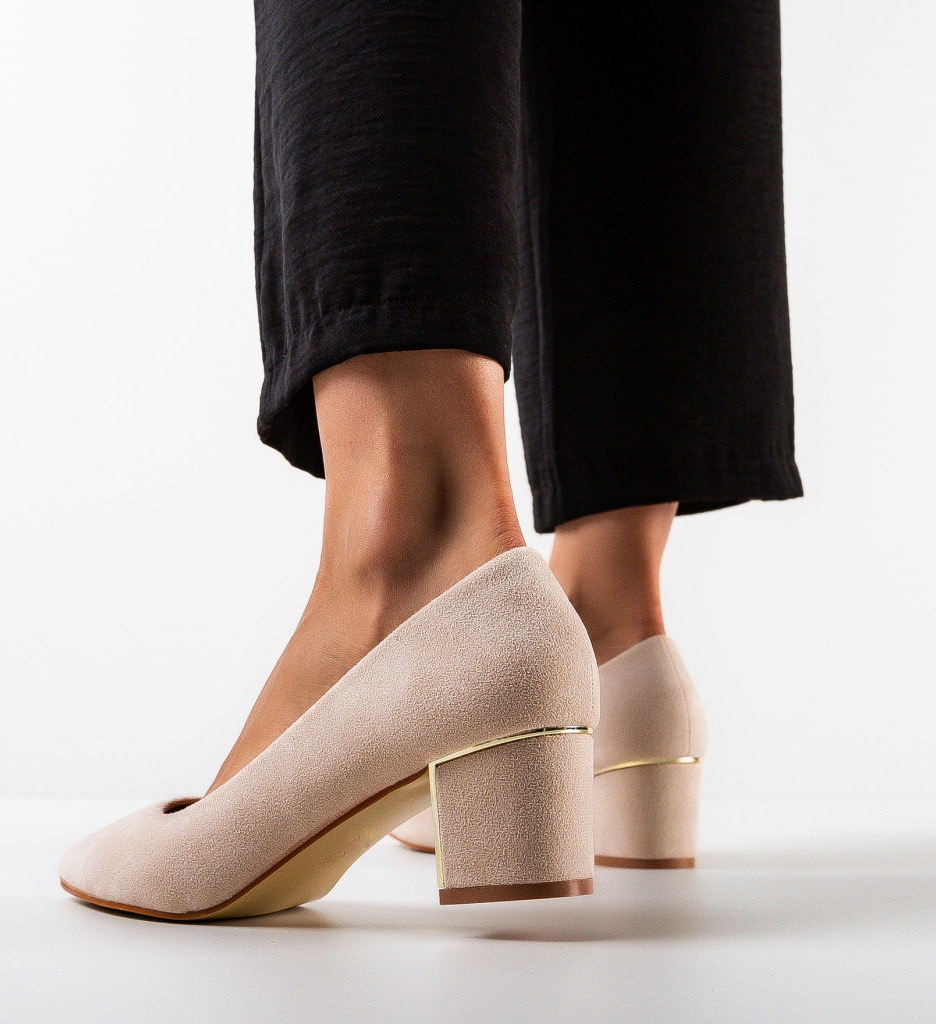 Pantofi cu Toc Bej Eleganți pentru Femei - imagine 3