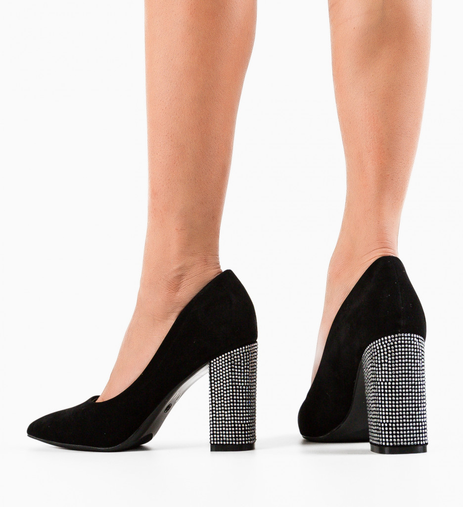 Pantofi Dama Evely Negri Eleganți cu Toc - imagine 3