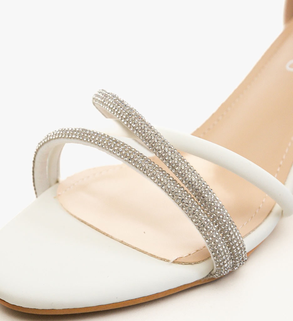 Sandale Dama Lazy Albe cu Toc Elegante - imagine 5
