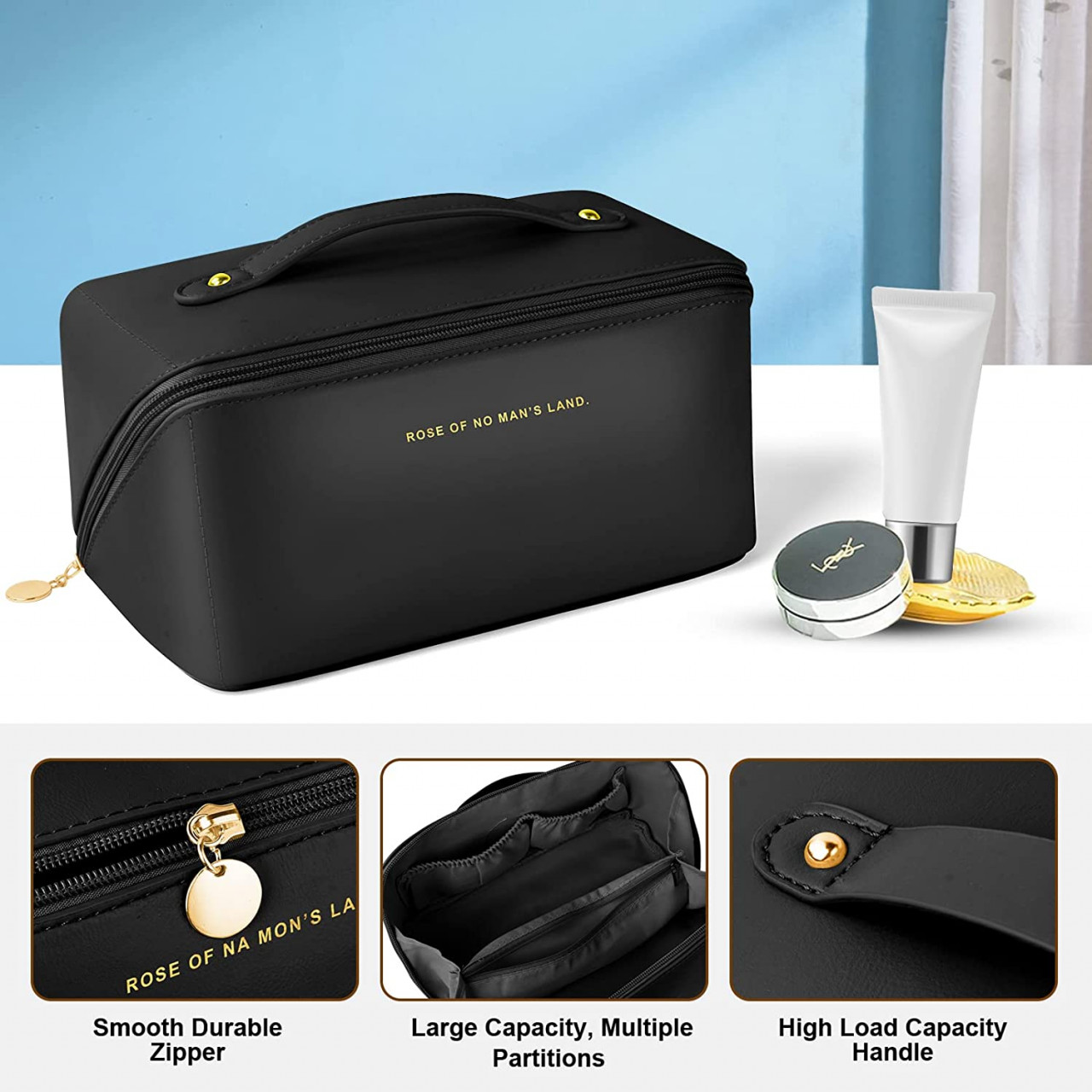 Geanta cosmetice Chabela Delis, neagra, impermeabila - imagine 7