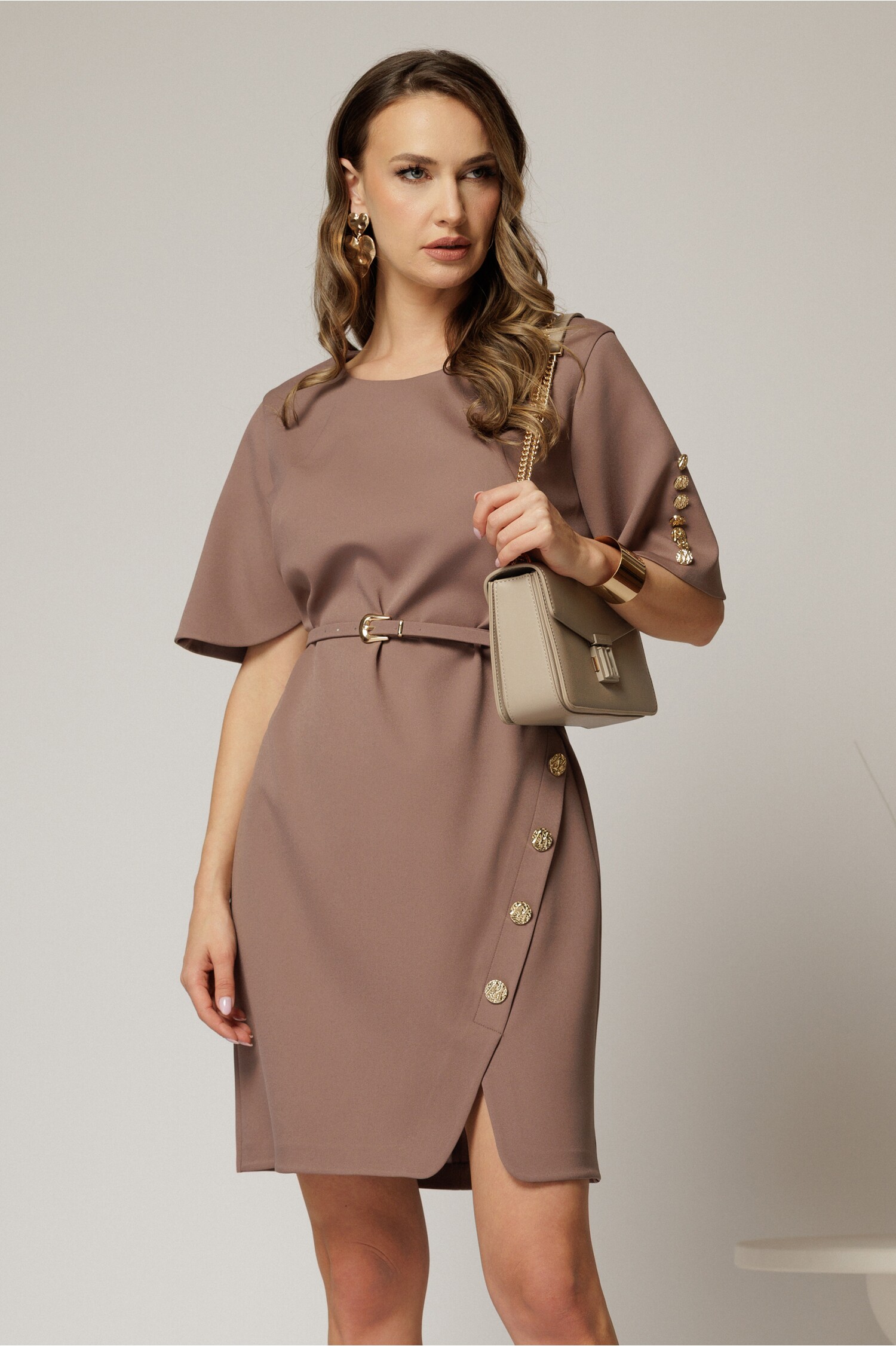 Rochie Scurta Maro cu Nasturi | Croi Cambrat