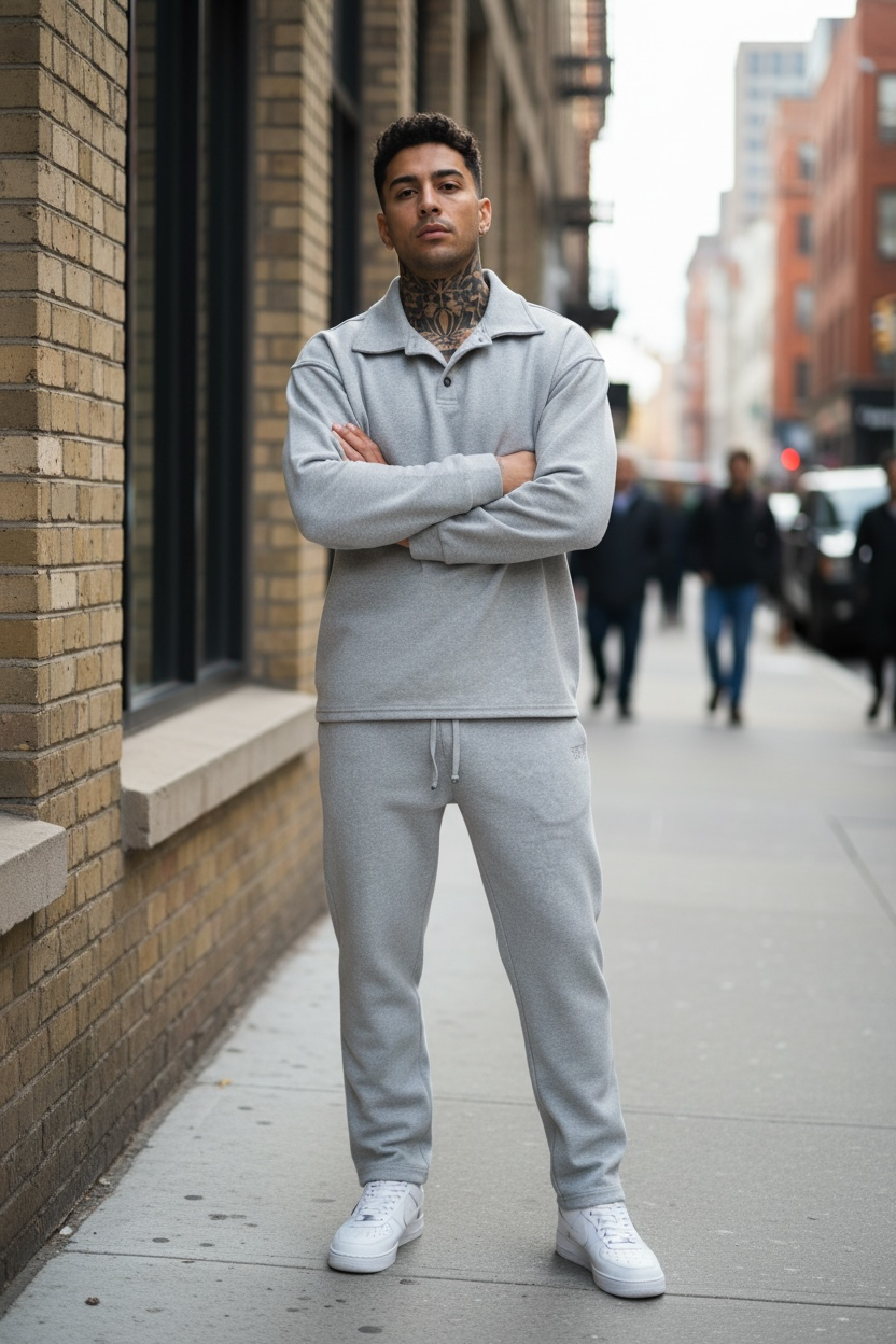 Trening Barbati Slim Fit Gri, Hanorac si Pantaloni
