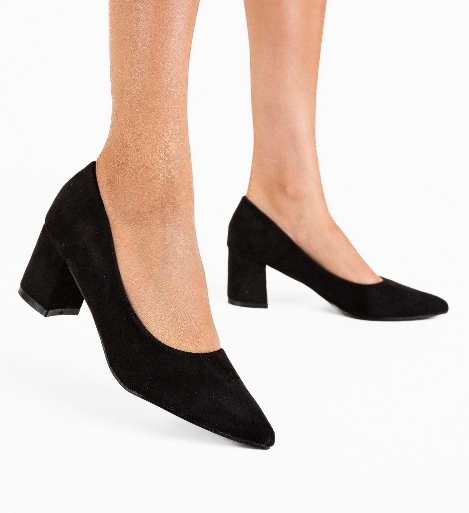 Pantofi Popeq Negri cu Toc Eleganți