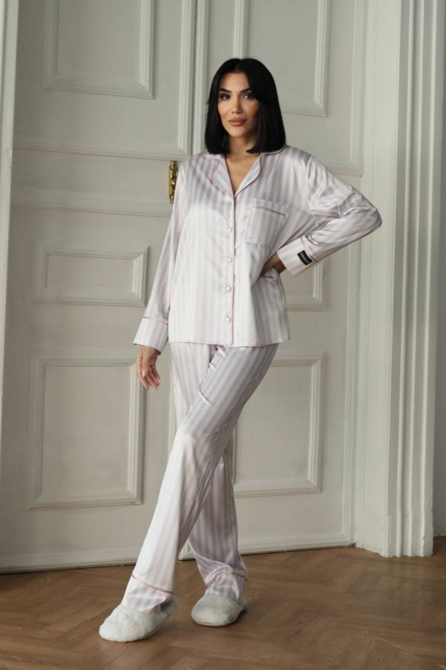 Set Pijama Dama 2 Bucăți Delis Gri Deschis - imagine 3