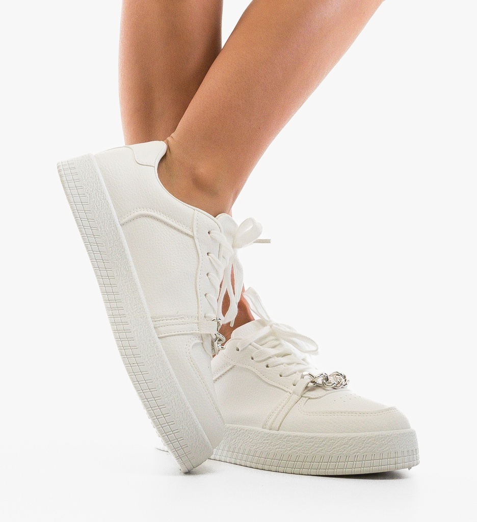 Sneakers Dama Myrga Albi - Confort și Stil Sport