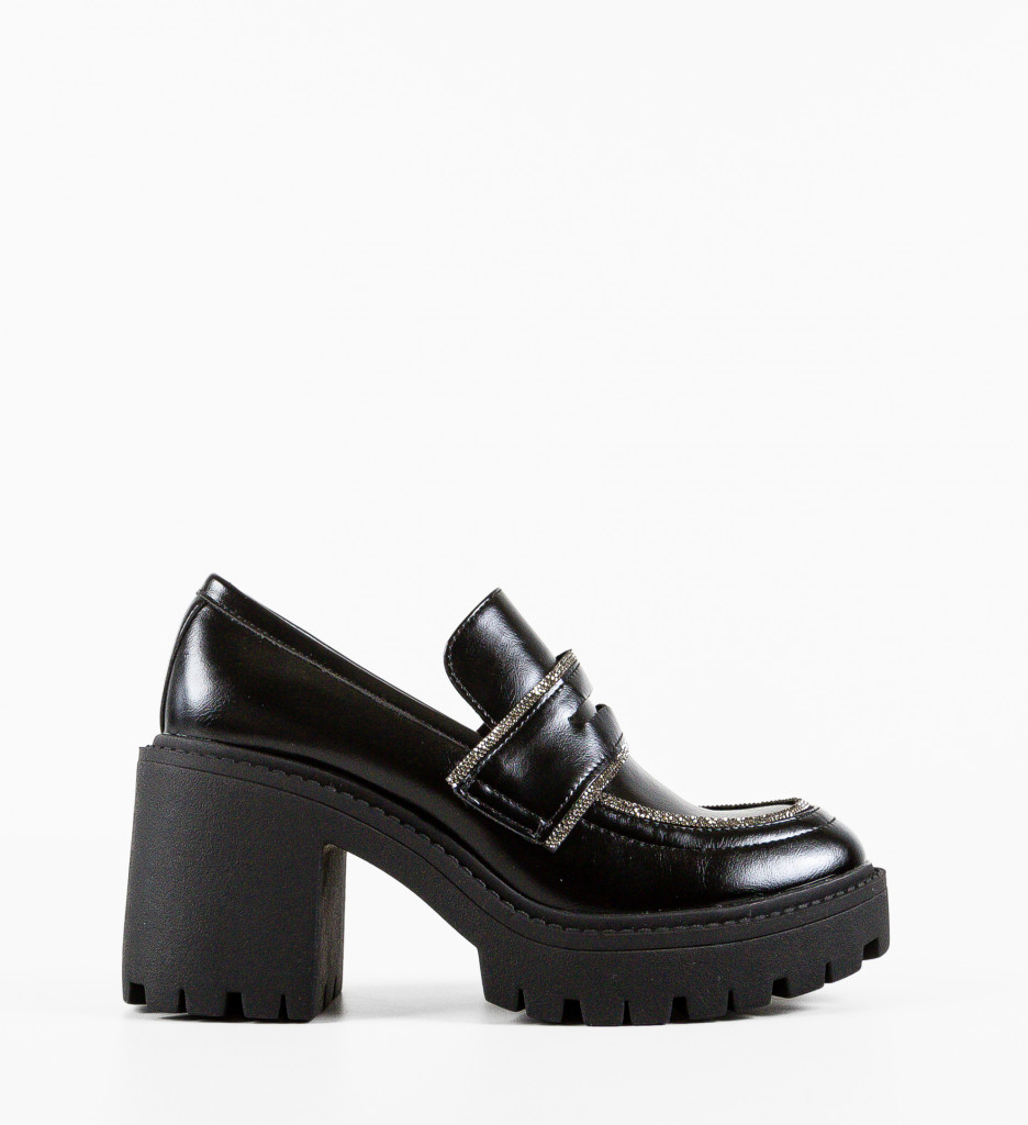 Pantofi Dama Mose Negri cu Toc Eleganți - imagine 5