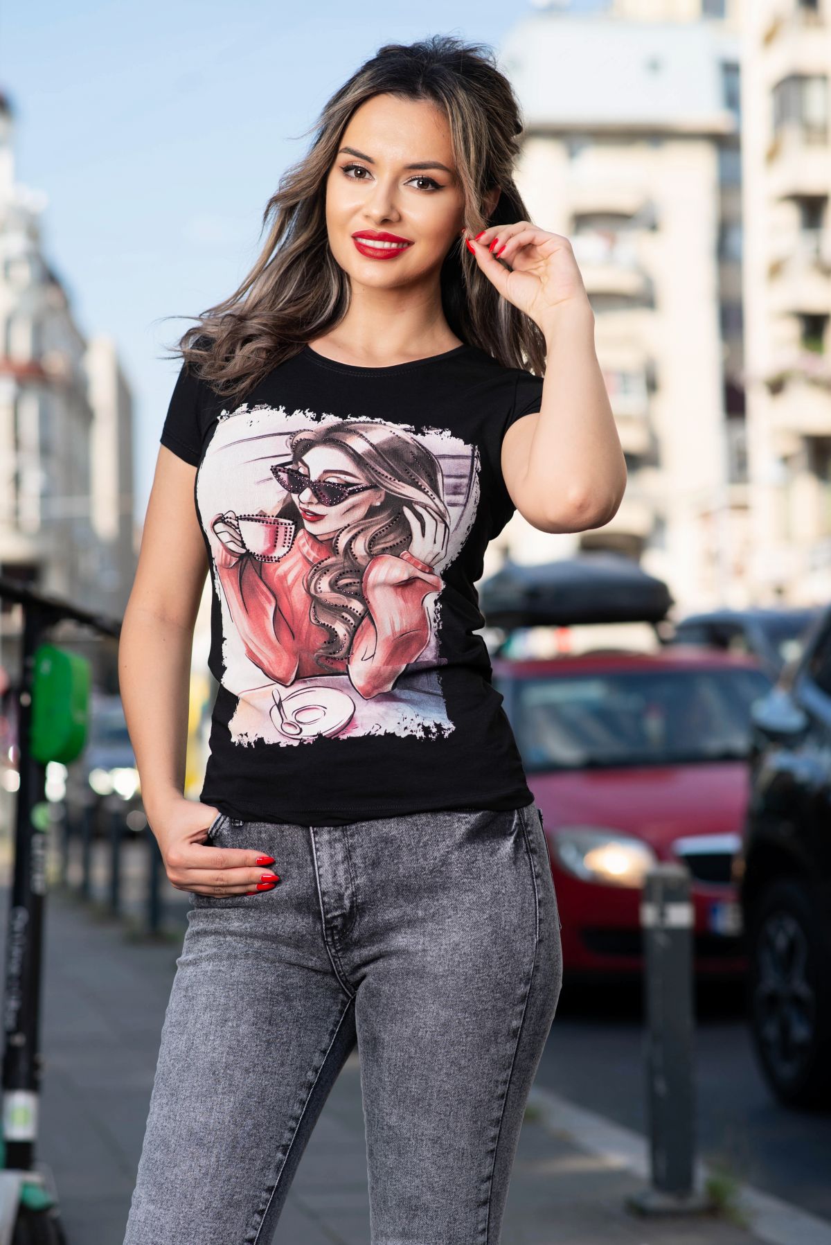 Tricou Negru Coffee Time Inpuff - Casual si Confortabil