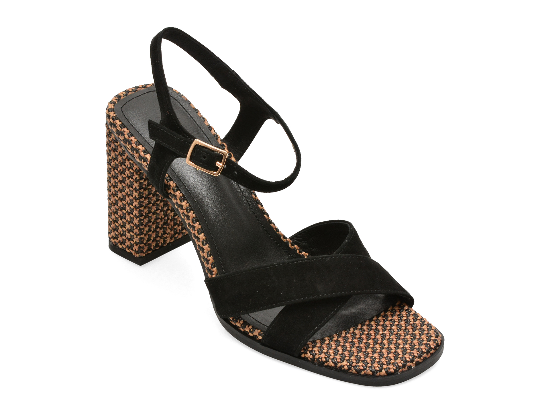 Sandale EPICA negre din piele intoarsa | Eleganta