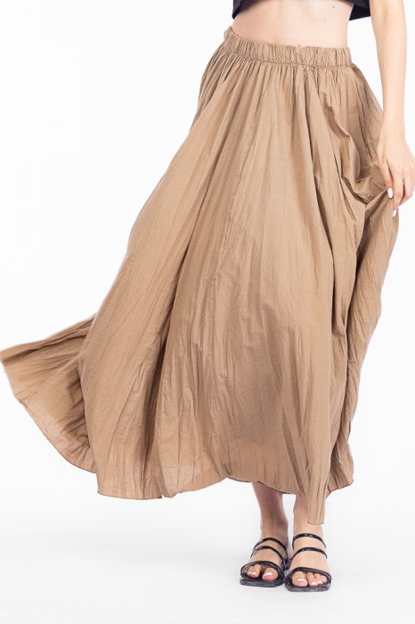 Fusta Cloș Bumbac Camel Shopika | Talie Elastică