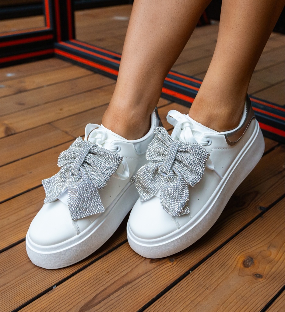 Sneakers Dama Eva Argintii - Confort și Stil