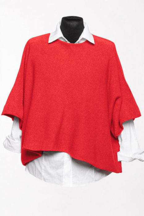Shopika Pulover Rosu cu Maneci Fluture