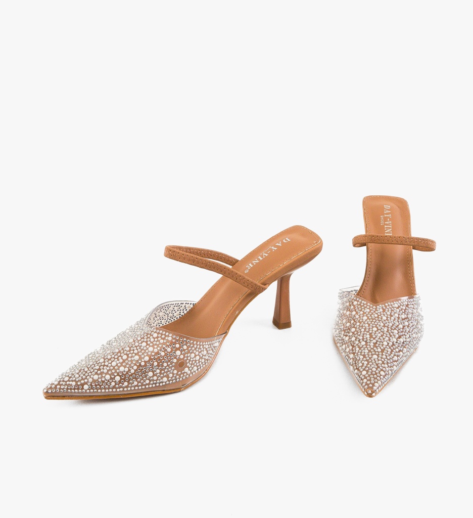Pantofi Lopez Camel cu Toc Eleganți - imagine 4