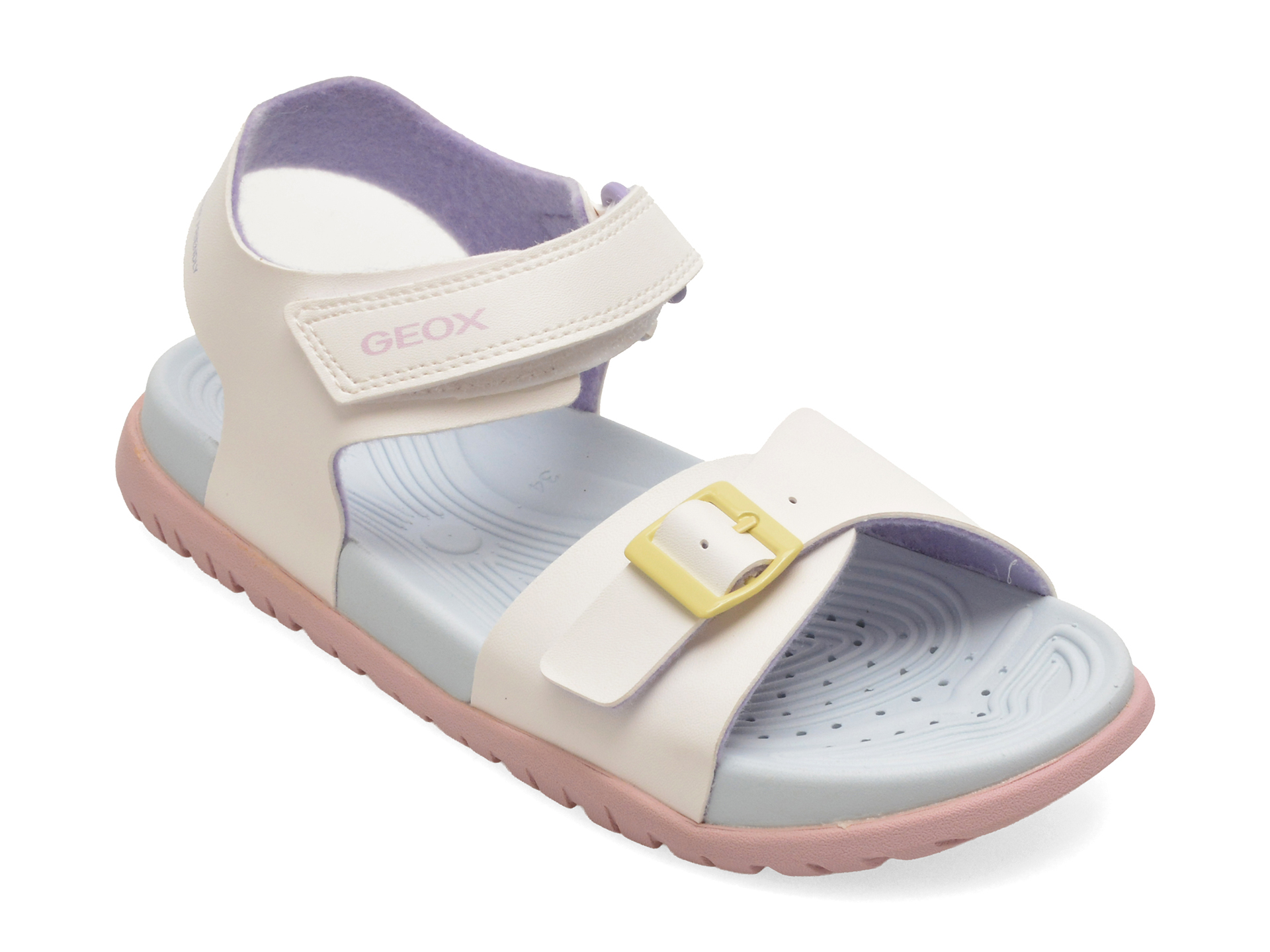 Sandale GEOX albe J35HQA din piele ecologică