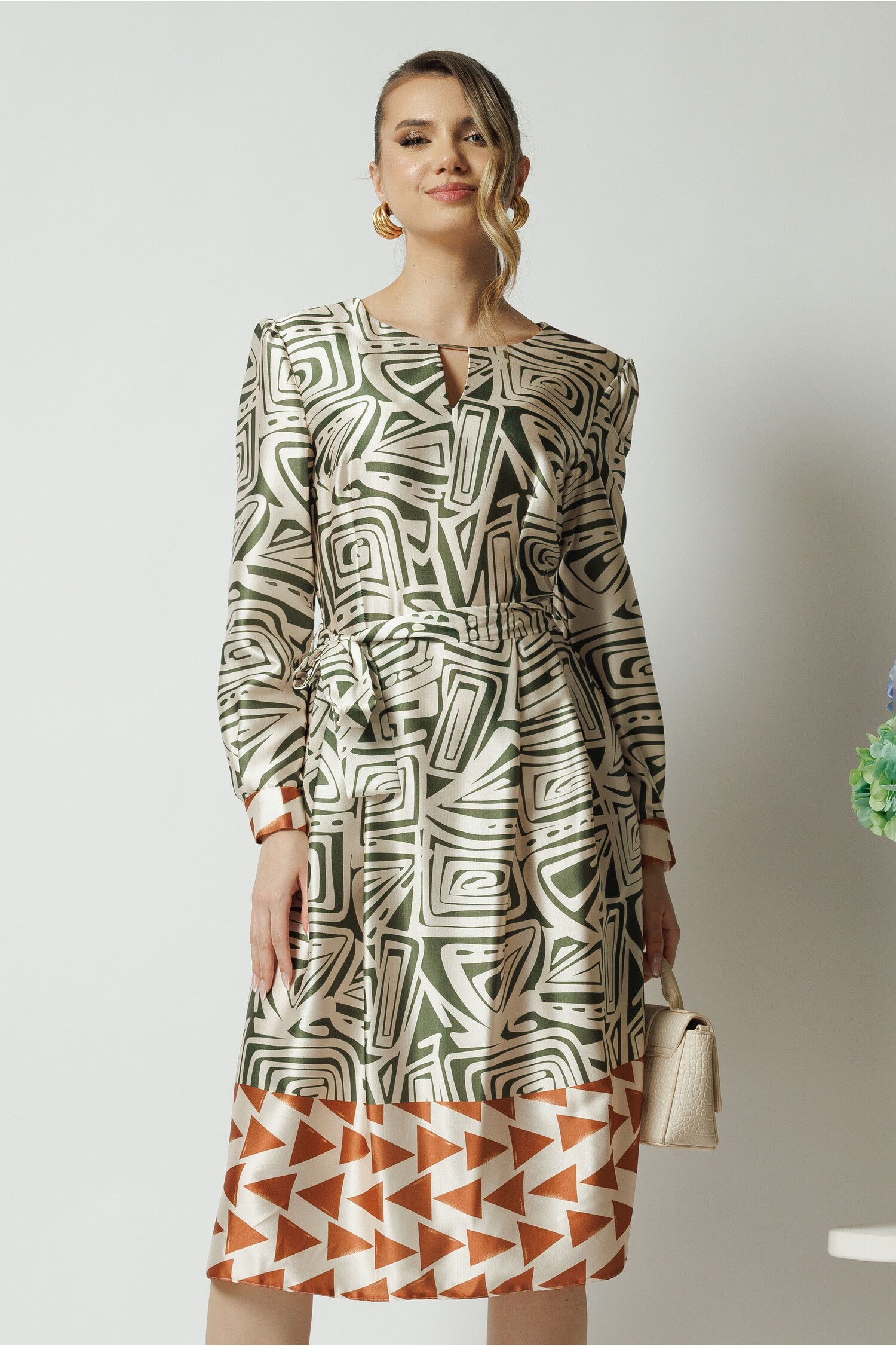 Rochie Office Midi Bej | Stil Elegant