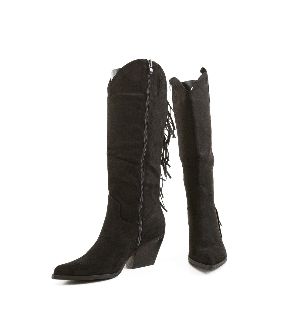 Cizme Dama Franj Negre - Stil Modern - imagine 4