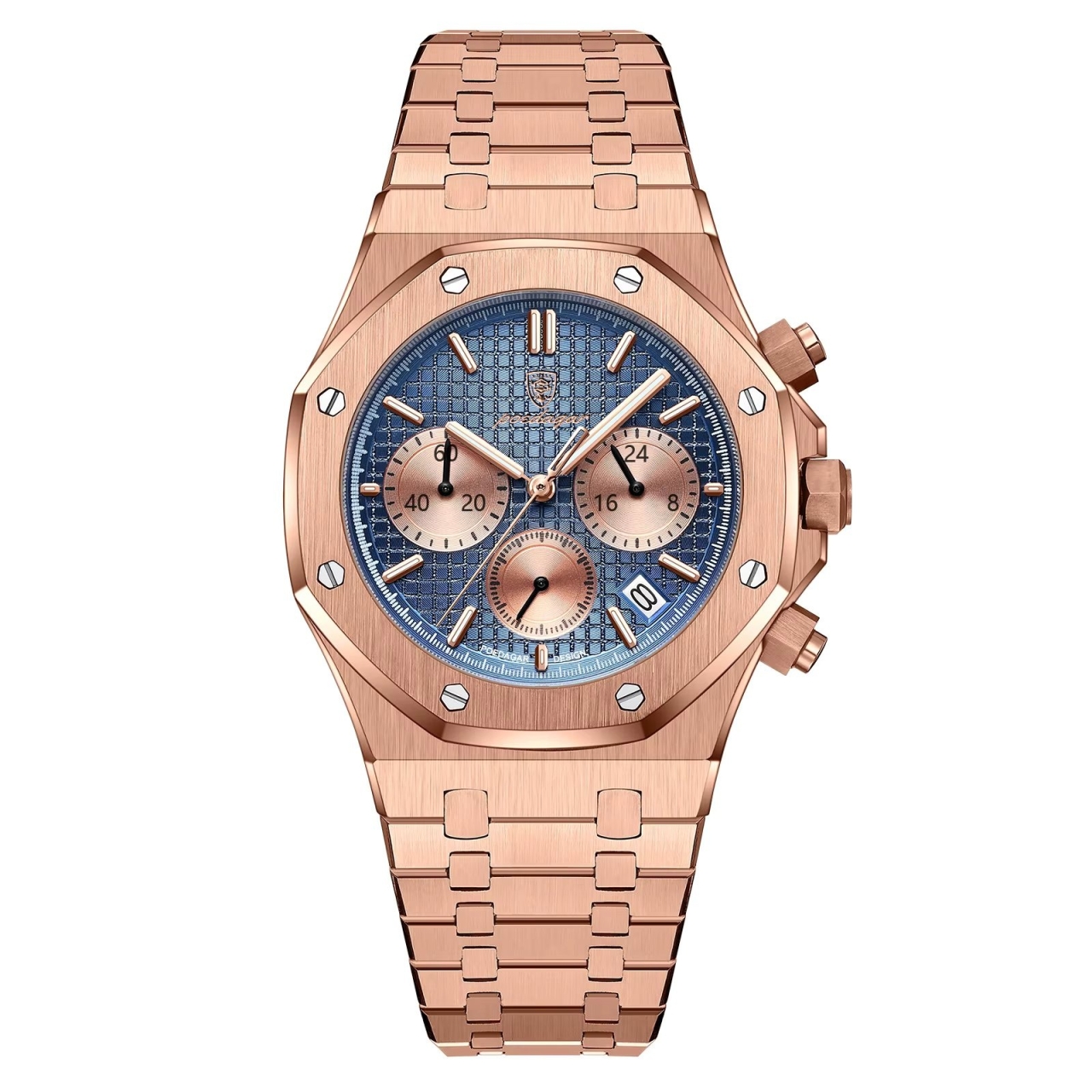 Ceas Poedagar Rose Gold Cadran Albastru