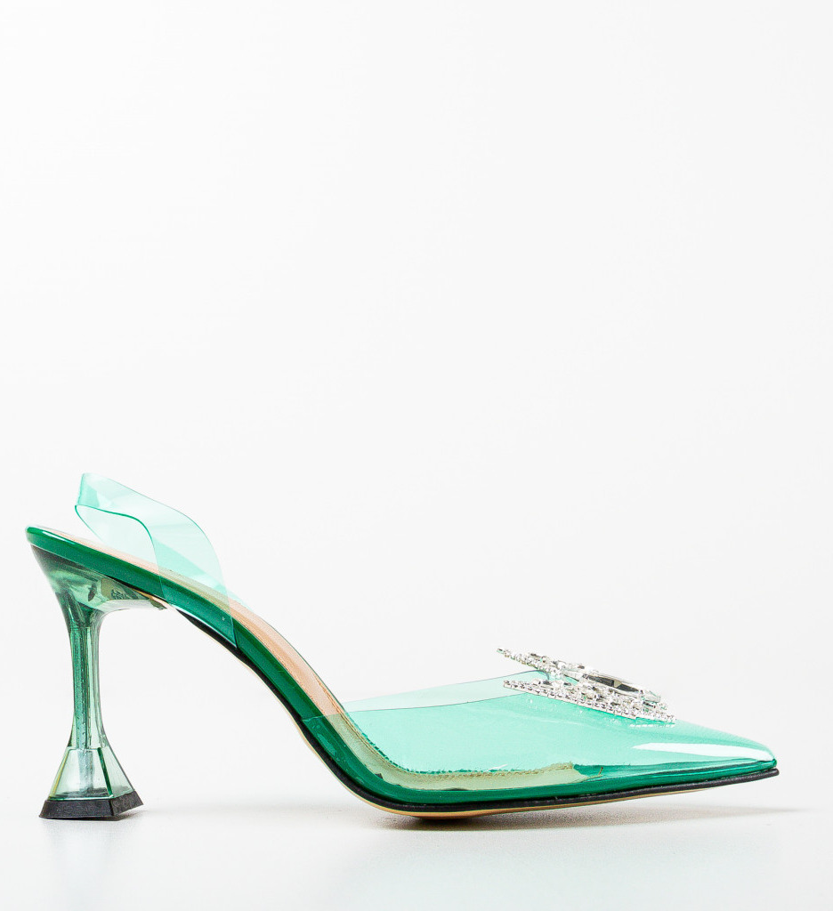 Pantofi Fazan Verzi cu Toc Eleganți - imagine 5