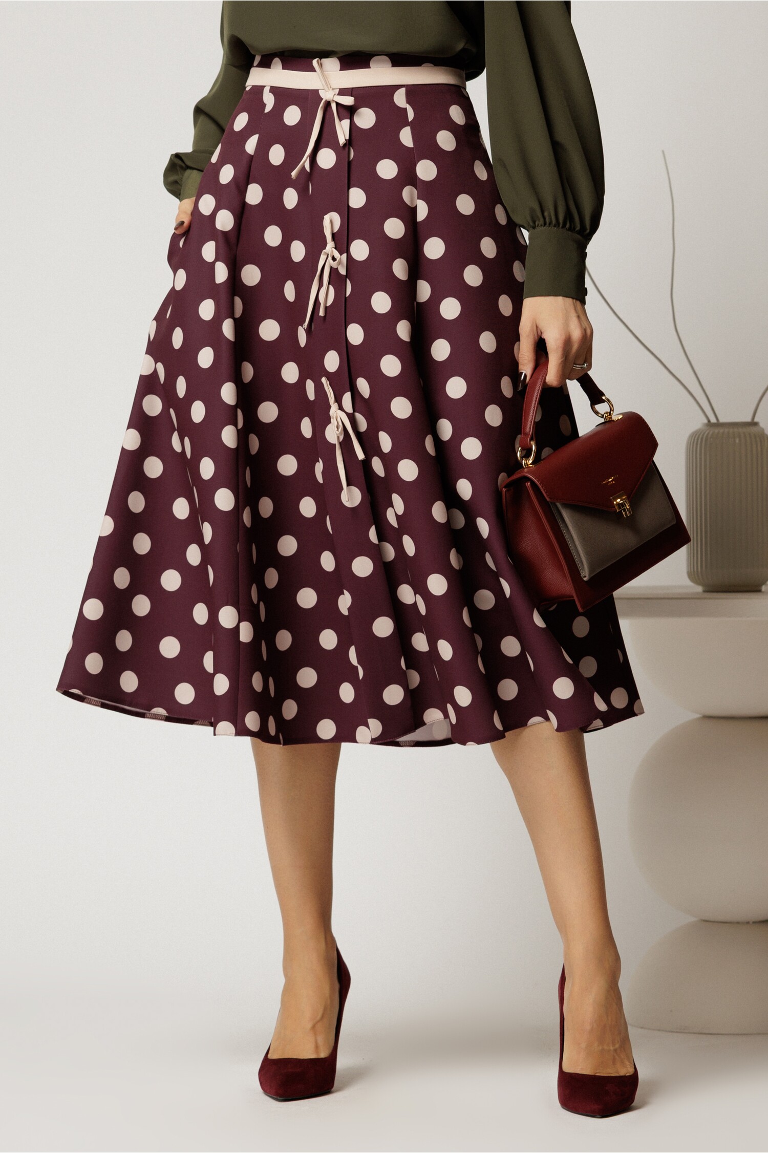 Fusta DY Fashion Magenta cu Buline