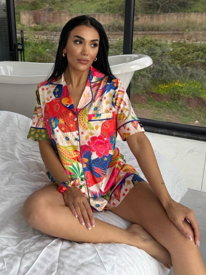 Set Pijama Dama 2 Piese Delis Tropical Mix - imagine 3