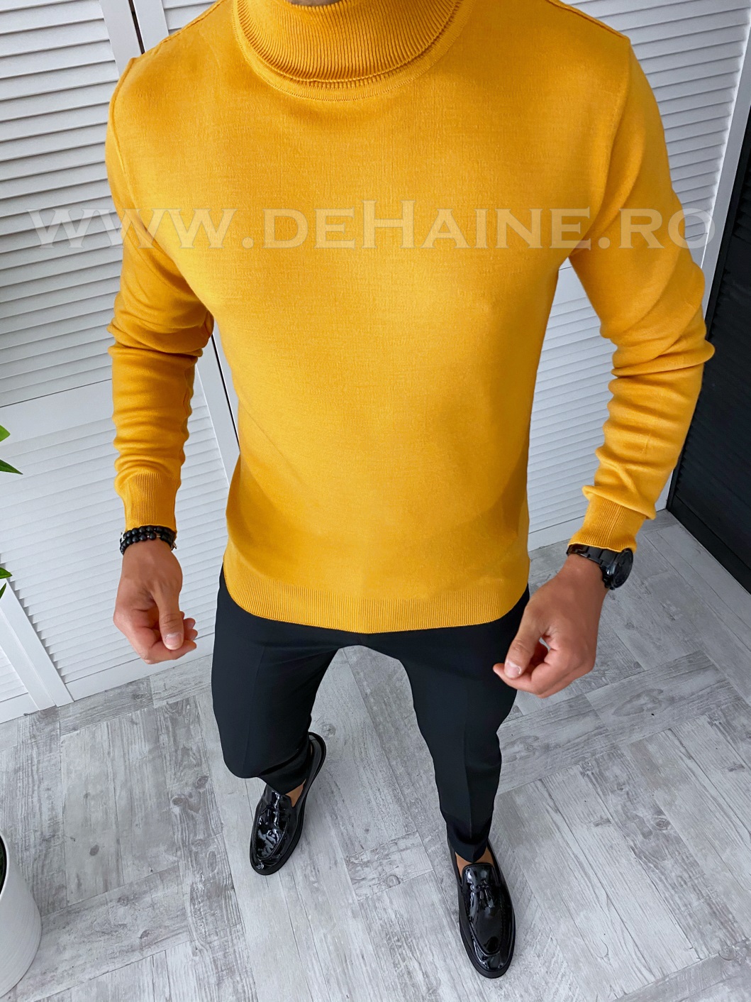 Helanca Bărbați Slim Fit Mustar