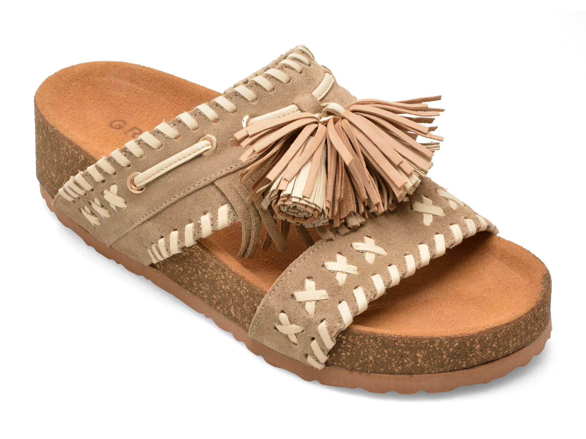 Papuci GRYXX Bej Piele Intoarsa M827