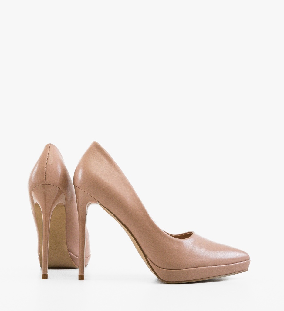 Pantofi Dadere Nude Eleganți cu Toc - imagine 4