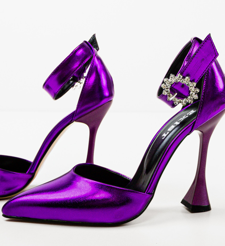 Pantofi Nonac Mov Eleganți cu Toc - Stil Refined - imagine 6