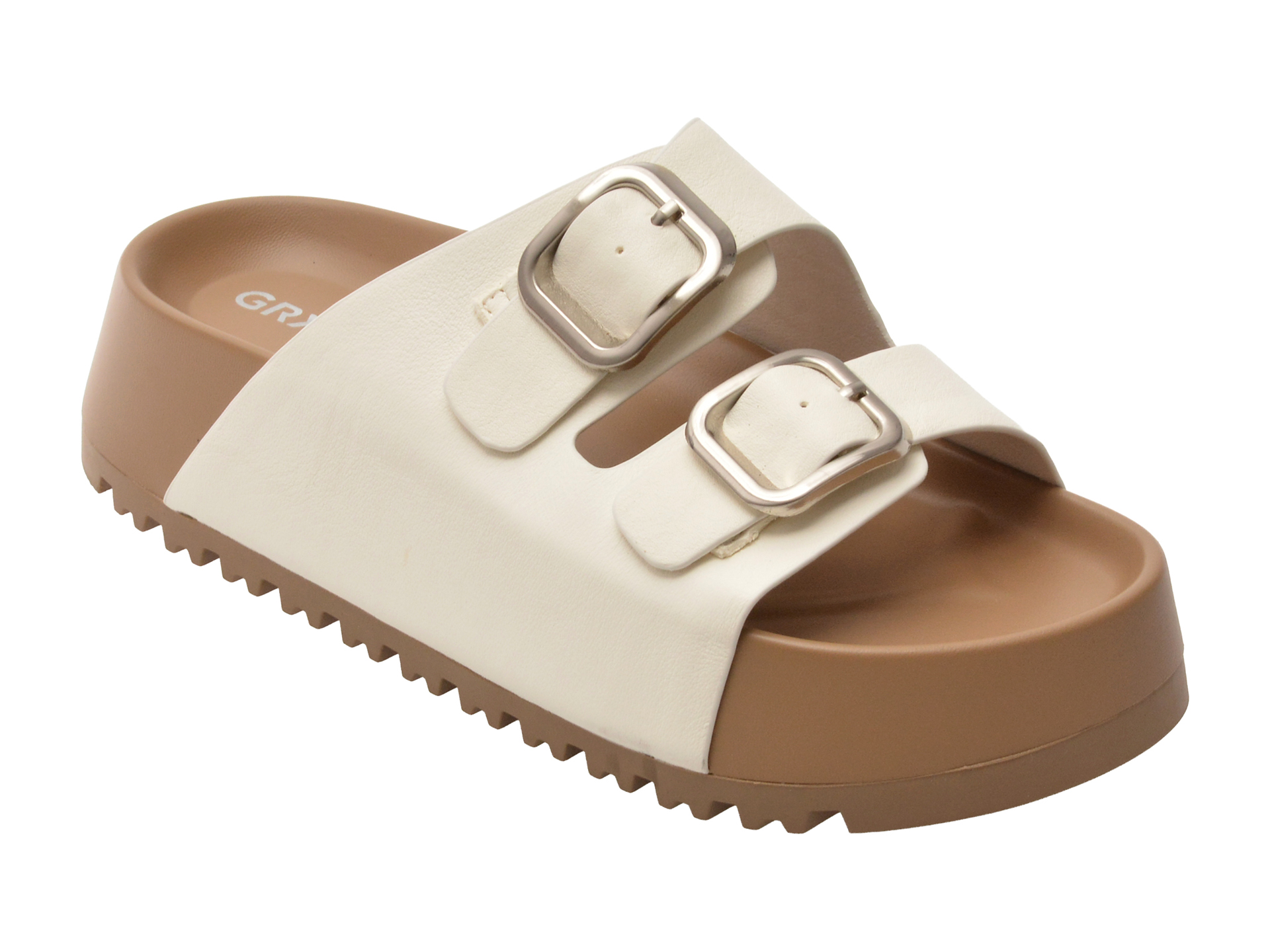 Papuci GRYXX albi din Piele Naturală