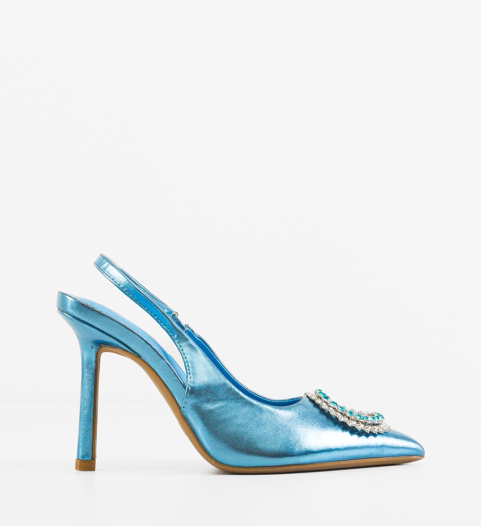 Pantofi dama Monic Albastri cu toc elegant - imagine 6
