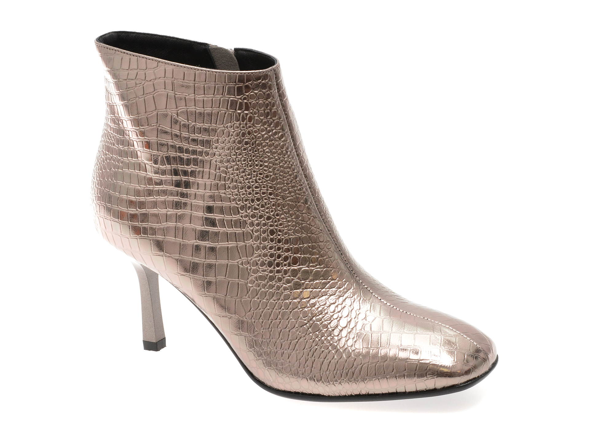 Botine Elegante EPICA Argintii din Piele