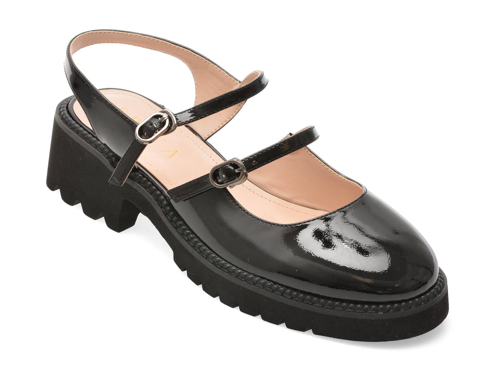 Pantofi Epica negri din piele lacuită
