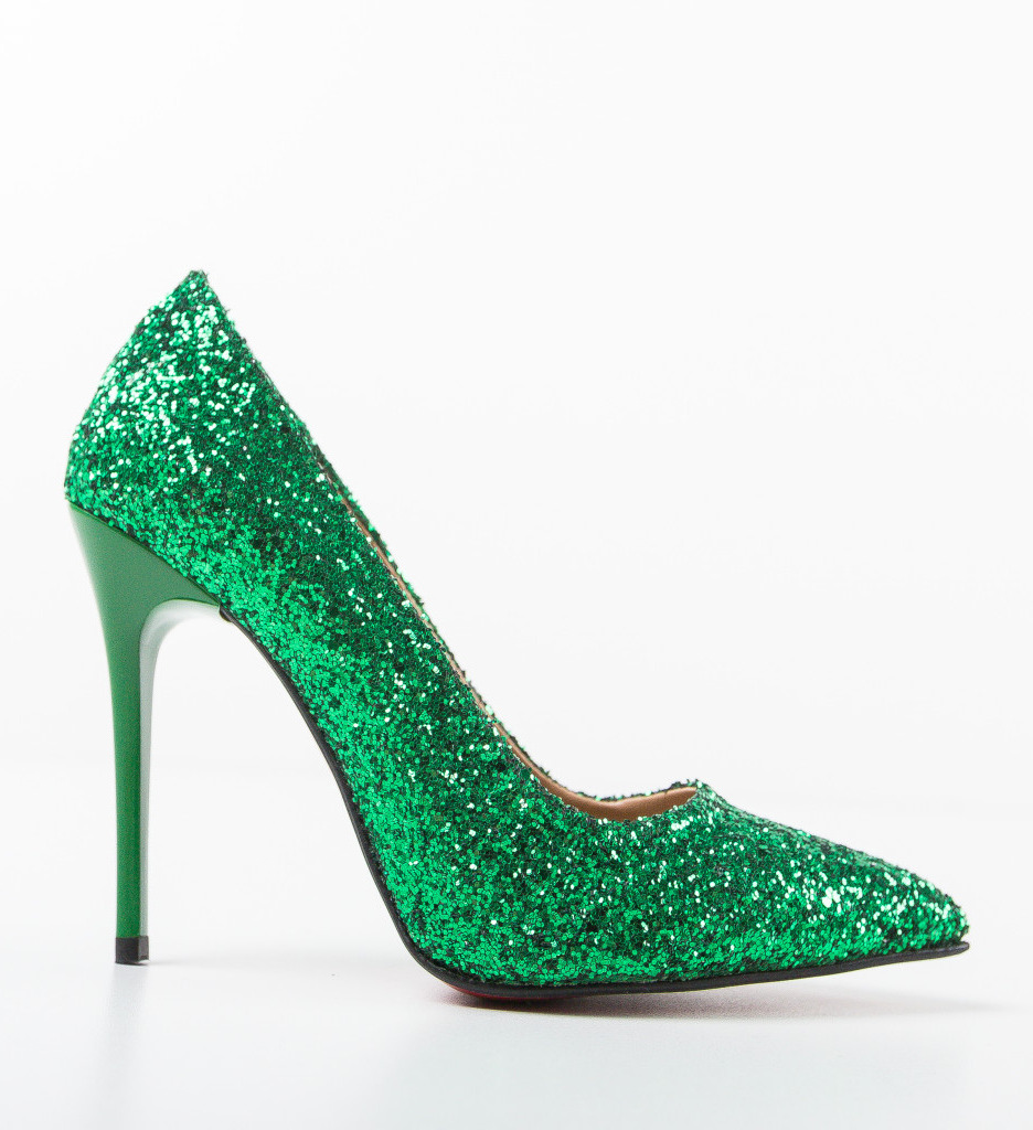 Pantofi Pefeba Verzi Eleganți cu Toc - imagine 4