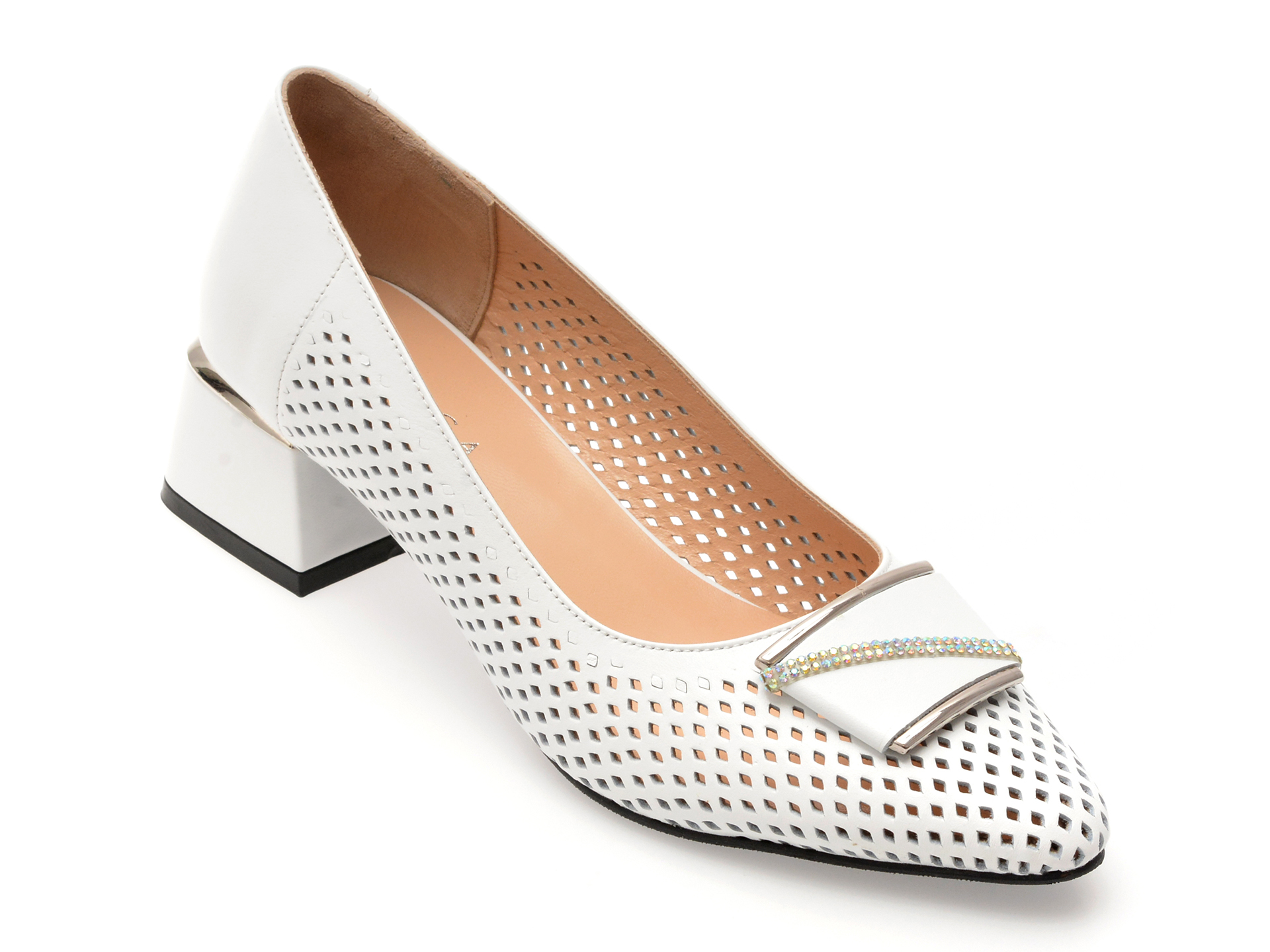 Pantofi Epica Albi Piele Naturală Confort
