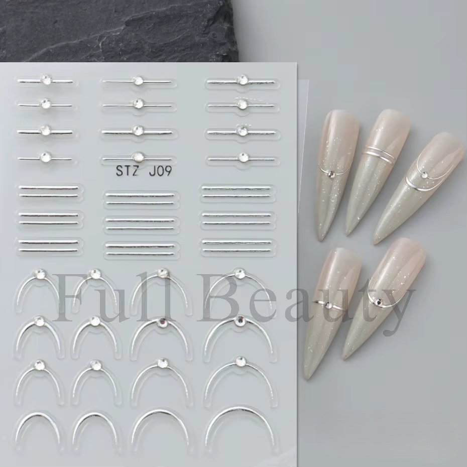 Abtibilduri Unghii 3D Marquise Argintii | Nail Art Rapid