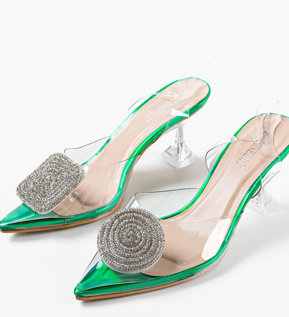 Pantofi Toc Ramya Verzi - Eleganță și Stil