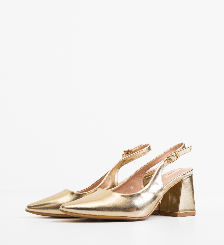 Pantofi cu Toc Aurii Justin - Eleganță și Stil - imagine 5