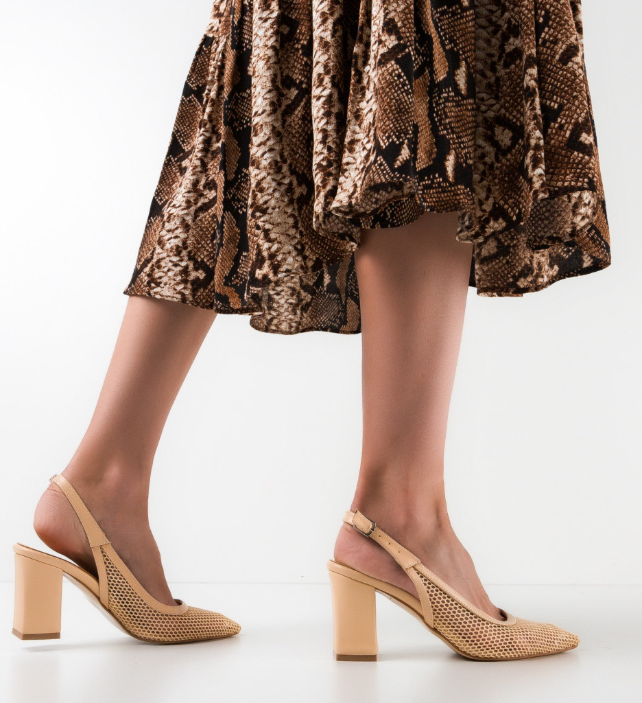 Pantofi Caresy Bej cu Toc Eleganți - imagine 2