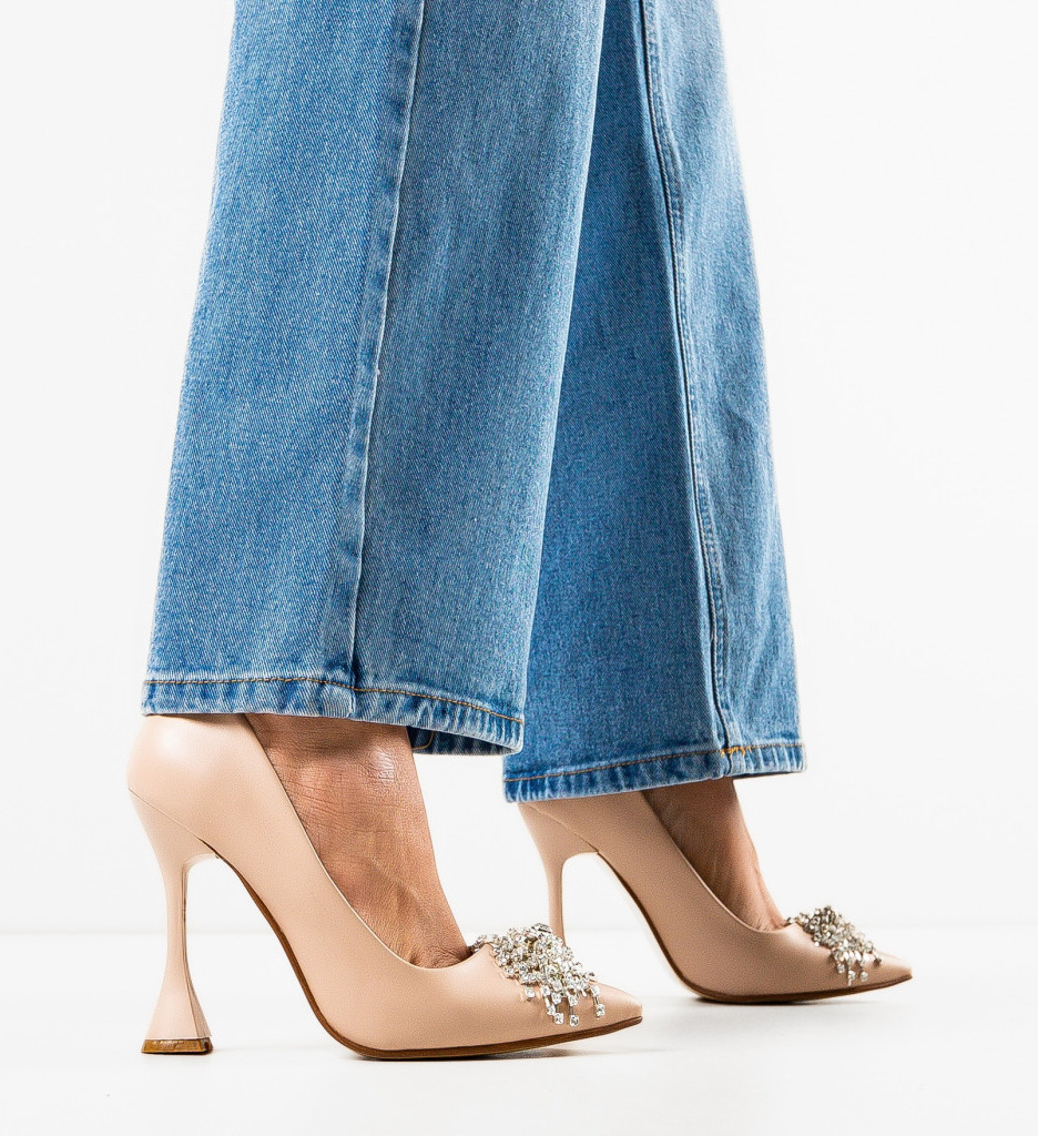 Pantofi Yerer Bej cu Toc Elegant | Stil Feminin - imagine 3