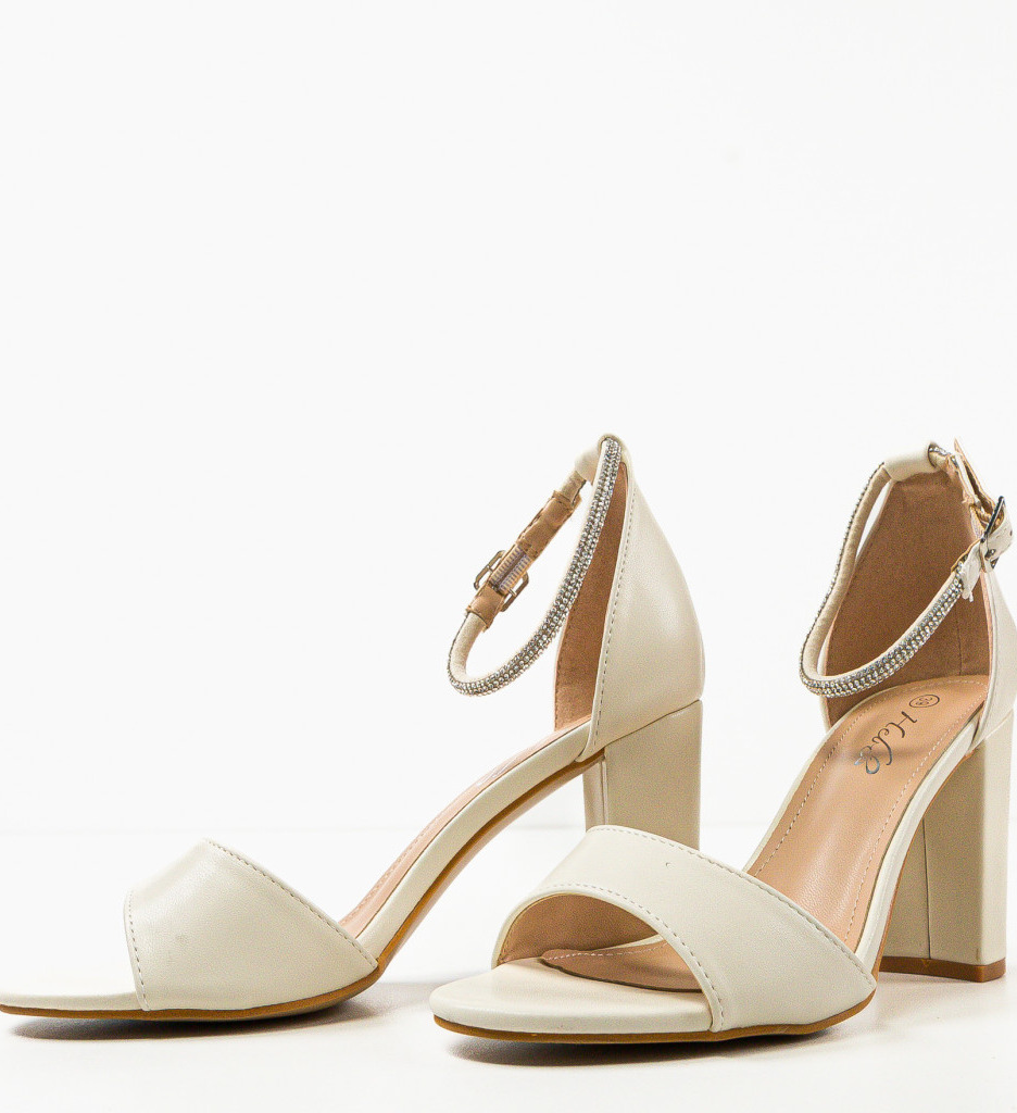 Sandale Kinu Bej cu Toc Elegante pentru Dama - imagine 5