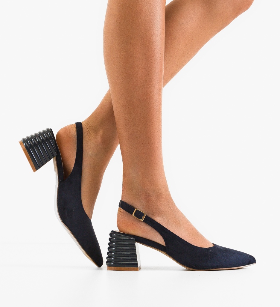 Pantofi Dama Westley Bleumarin cu Toc Eleganți - imagine 2