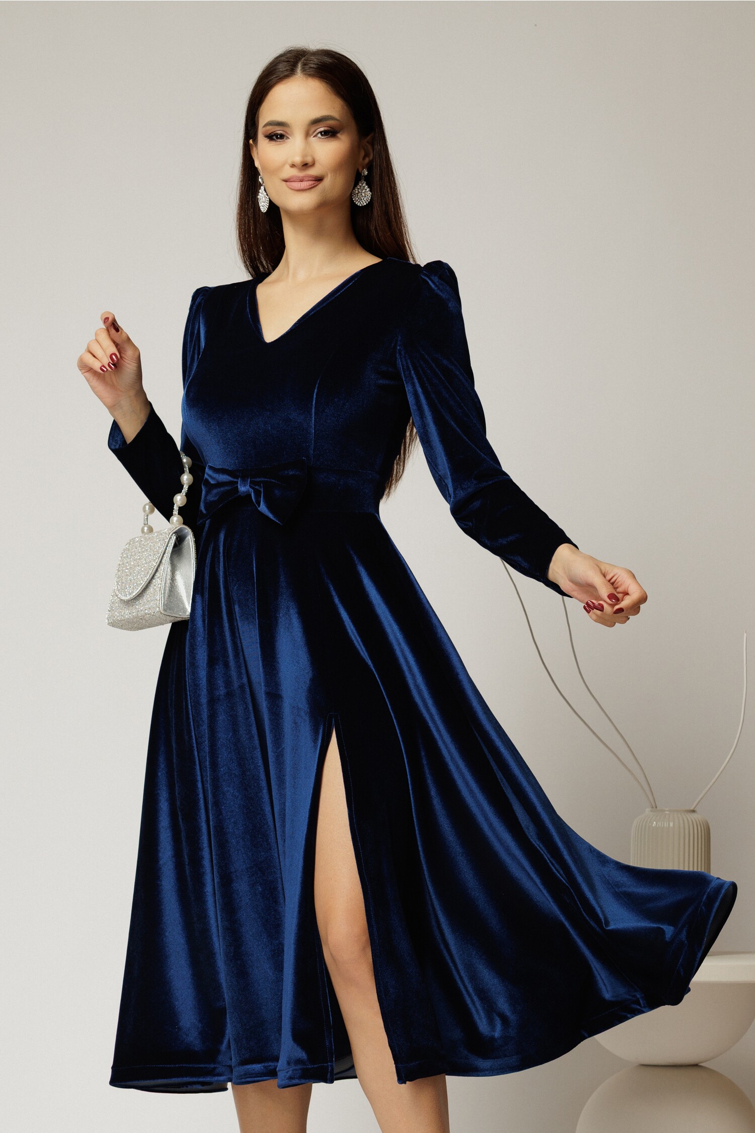 Rochie Catifea Bleumarin DY Fashion Elegantă