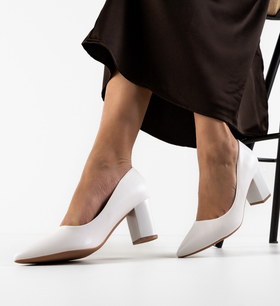 Pantofi cu Toc Mylkay Albi | Eleganță și Stil