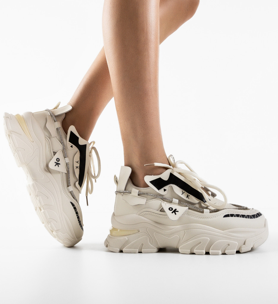 Sneakers Dama Bej Casual - Confort și Stil - imagine 2